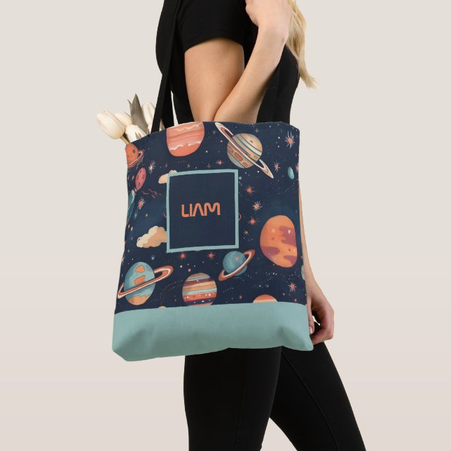 Personalised Allover printed Space Tote Bag (Close Up)