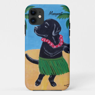 Personalised Aloha Black lab Painting iPhone 11 Case