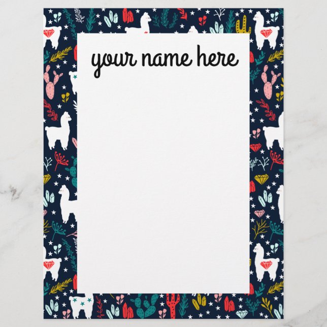 Personalised Alpaca Stationery Letterhead (Front)