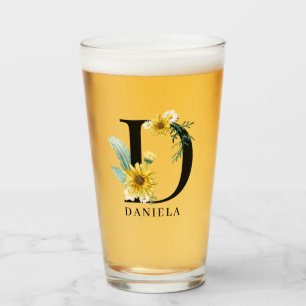 Personalised Alphabet D Floral Monogram  Glass