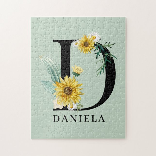 Personalised Alphabet D Floral Monogram  Jigsaw Puzzle (Vertical)