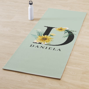Personalised Alphabet D Floral Monogram  Yoga Mat