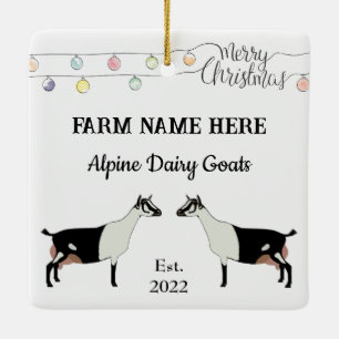 Personalised Alpine Dairy Goat White Christmas Ceramic Ornament