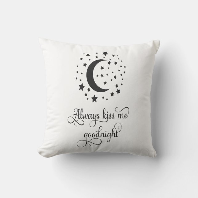 Personalised Always Kiss Me Good night Wedding Thr Cushion (Front)