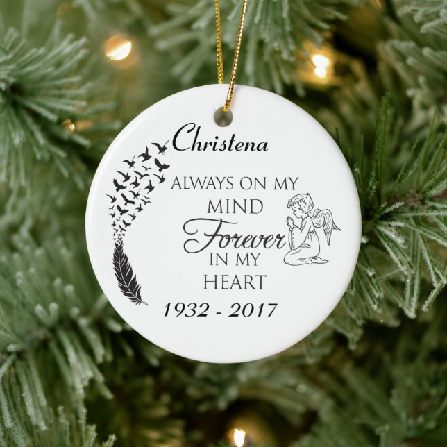 Personalised Always On My Mind Photo Memorial Ceramic Tree Decoration (Tree)