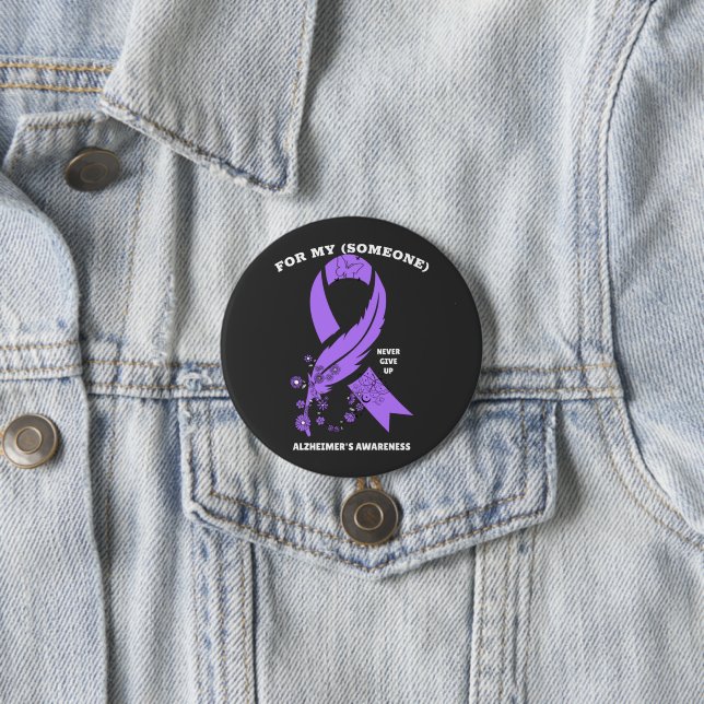 Personalised Alzheimer's Awareness Ribbon 7.5 Cm Round Badge (In Situ)
