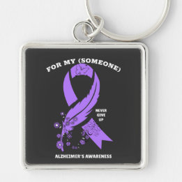 Personalised Alzheimer's Awareness Ribbon Key Ring