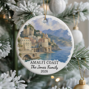 Personalised Amalfi Coast Ceramic Ornament, Custom Tree Decoration