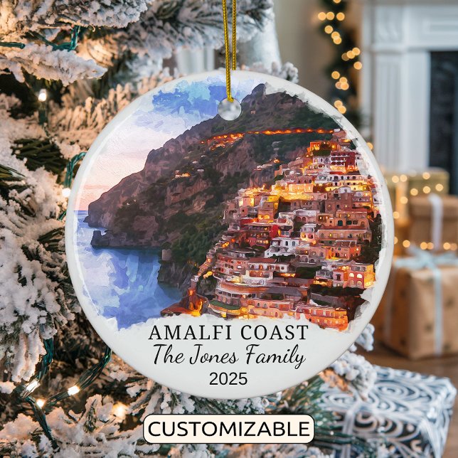 Personalised Amalfi Coast, Italy Gift Ceramic Tree Decoration (Creator Uploaded)