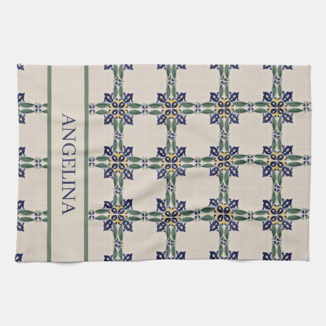 Personalised Amalfi Tile Tea Towel (Horizontal)