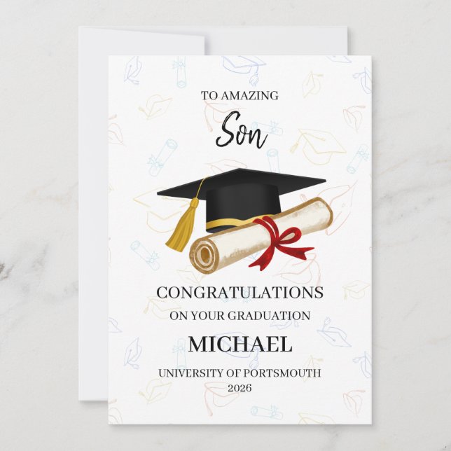 Personalised Amazing Son Graduation Card (Front)