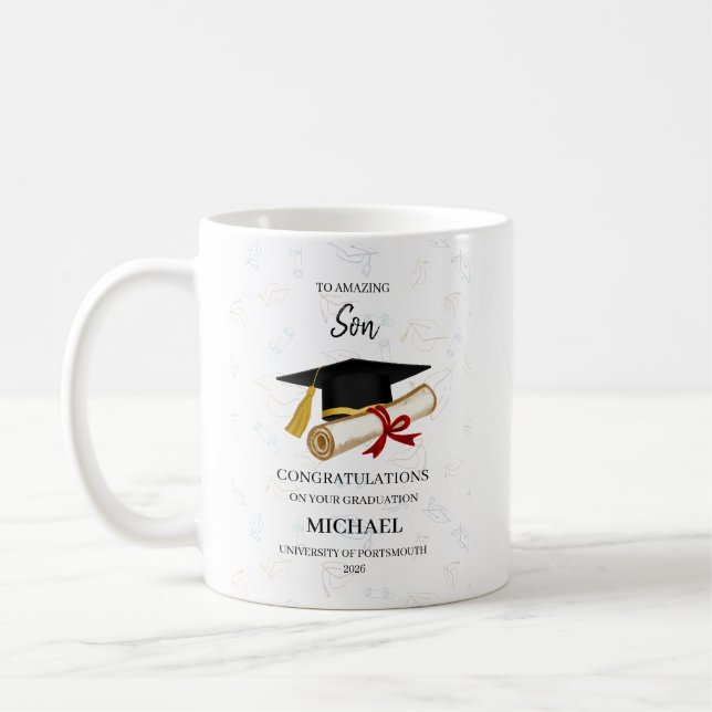 Personalised Amazing Son Graduation Coffee Mug (Left)
