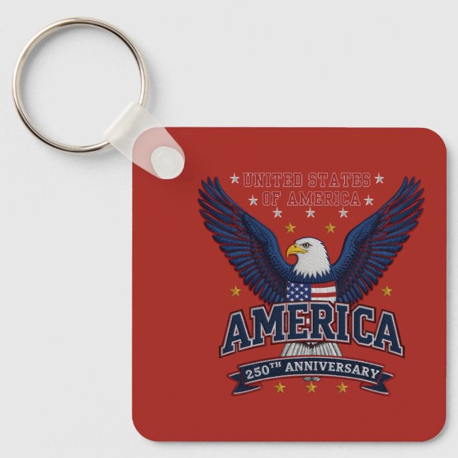 Personalised America 250 Business QR Code Square  Key Ring (Front)