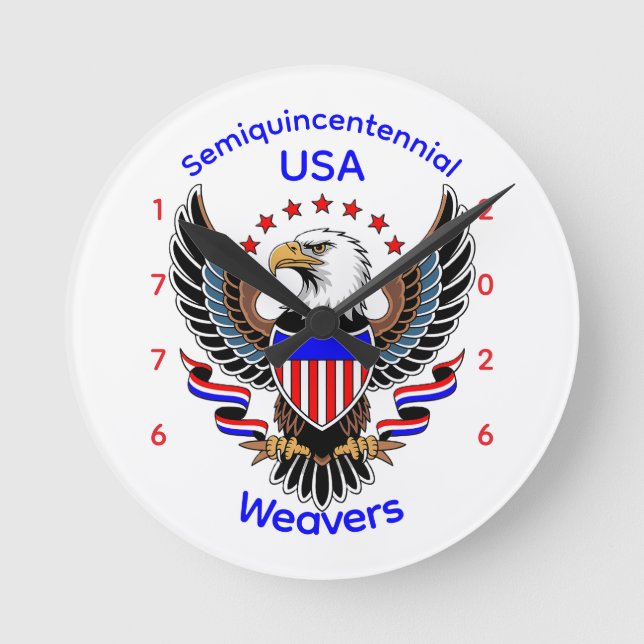 Personalised American 250th Birthday Round Clock (Front)