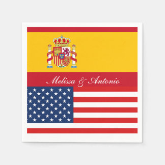 Personalised American and Spanish  flags Party Napkin