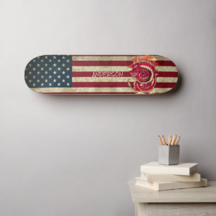 Personalised American Blue Asian Dragon Skateboard