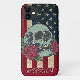 Personalised American Blue Skull iPhone 11 Case