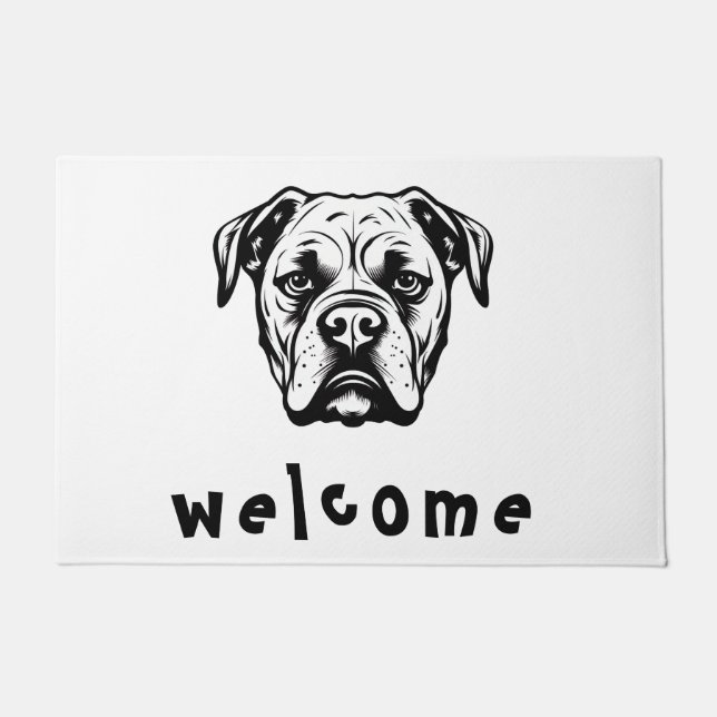 Personalised American Bulldog Black and White Doormat (Front)