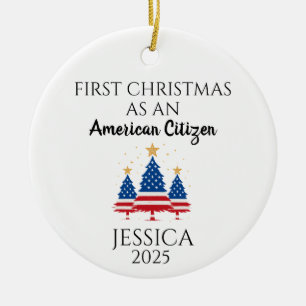 Personalised American Citizen, American tree Ceramic Tree Decoration