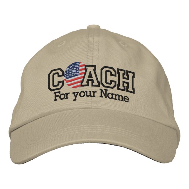 Personalised American Coach with your name Embroidered Hat (Front)