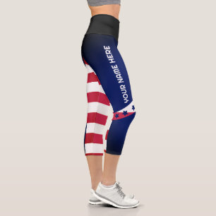 Personalised American Flag 4 Th Of July Capri Leggings