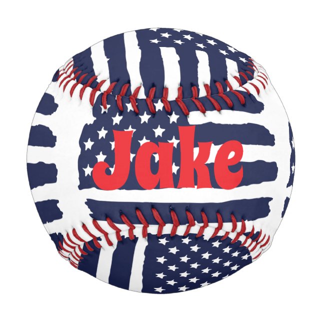 Personalised American Flag And Name Baseball (Front)