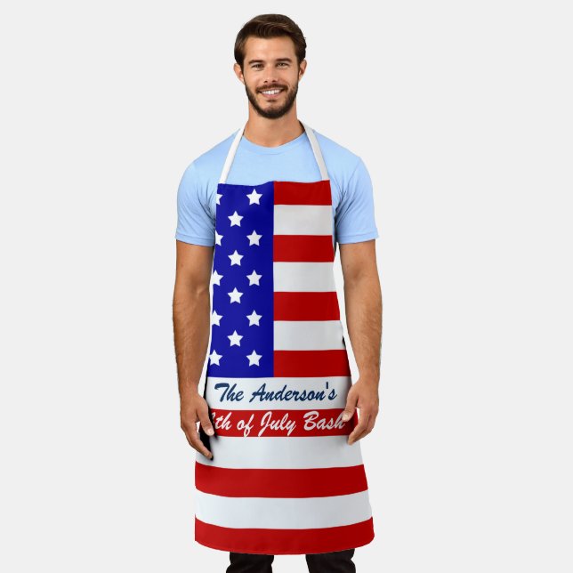 Personalised American Flag Apron (Worn)
