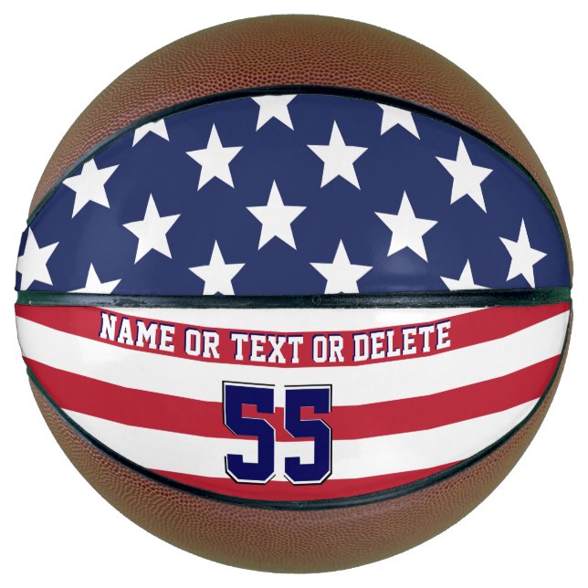 Personalised American Flag Basketball, Patriotic Basketball (Front)