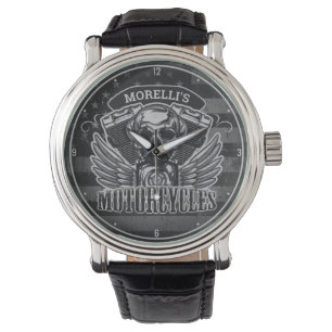 Personalised American Flag Biker Skull Motorcycle Watch