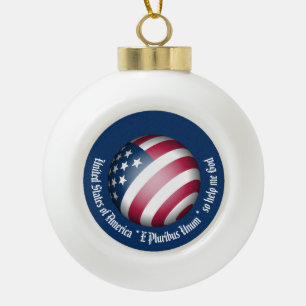 Personalised American Flag Globe, USA Citizenship Ceramic Ball Christmas Ornament