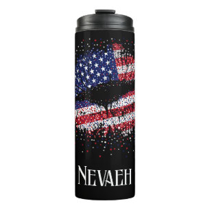 Personalised American Flag Lips Thermal Tumbler