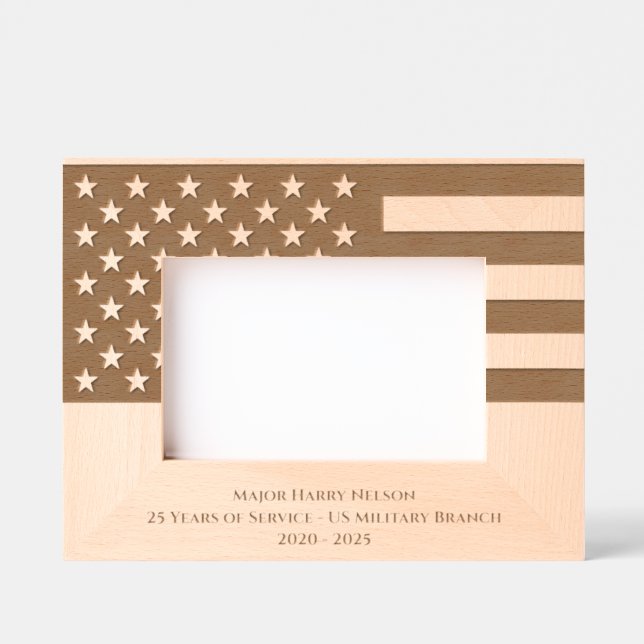 Personalised American Flag Memorial Etched Frames (Front)