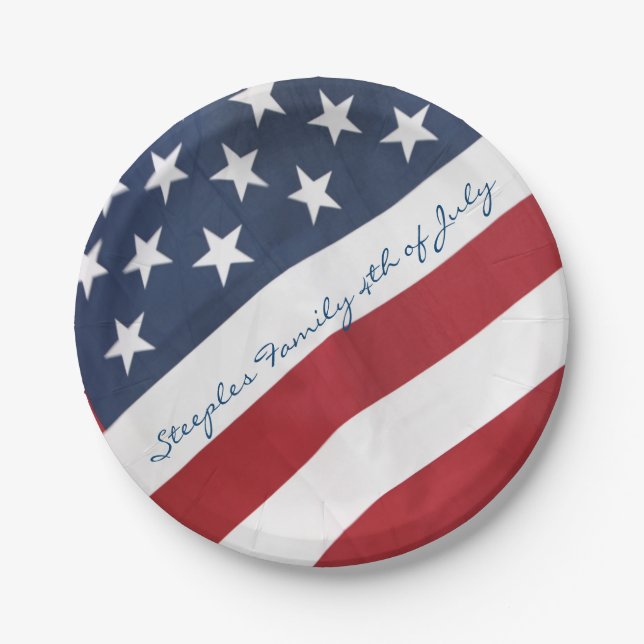 Personalised American Flag Paper Plates (Front)
