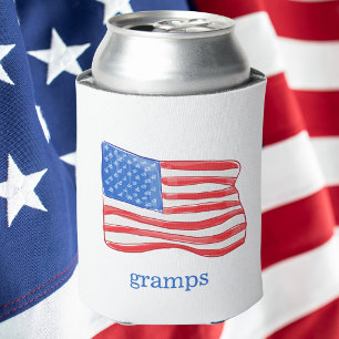 Personalised American Flag Patriotic Drink Can Cooler