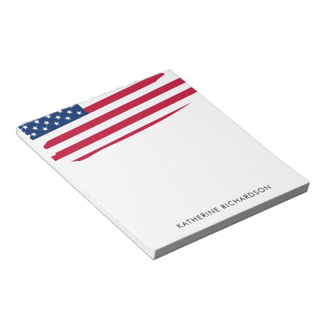 Personalised American Flag Patriotic USA Notepad (Angled)