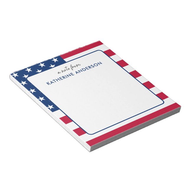 Personalised American Flag Patriotic USA Notepad (Angled)