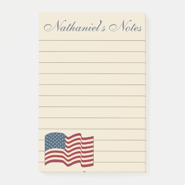 Personalised American Flag Post It Notes Gift (Front)