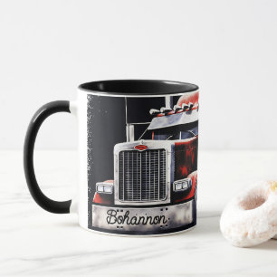 Personalised american flag semi truck mug