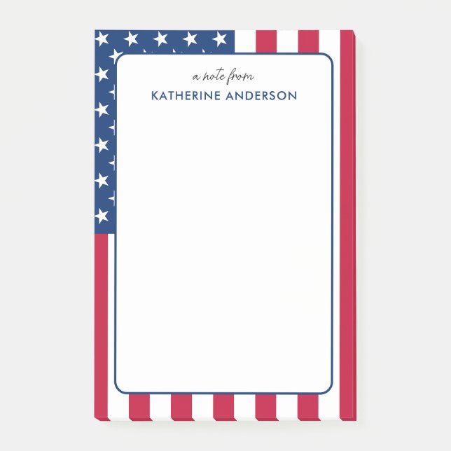 Personalised American Flag USA Post-it Notes (Front)