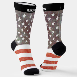 Personalised American Flag with Name Men's Socks