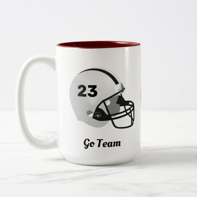 Personalised American Football Ball & Helmet Two-Tone Coffee Mug (Left)