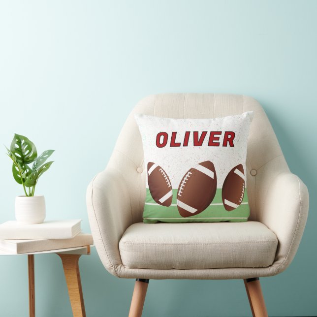 Personalised American Football Balls Name Cushion (Chair)
