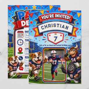 Personalised American Football Birthday Photo Invitation