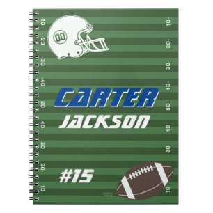 Personalised American Football, Name and Number Notebook
