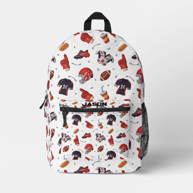 Personalised American football pattern Printed Backpack (Front)
