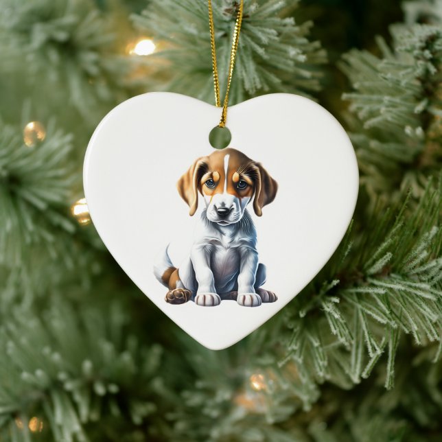 Personalised American Foxhound Puppy Ceramic Tree Decoration (Tree)