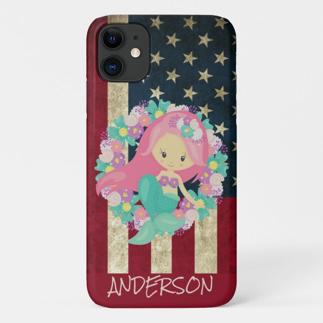 Personalised American Mermaid  Case-Mate iPhone Case (Back)