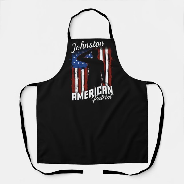 Personalised American Patriot Soldier USA Flag  Apron (Front)