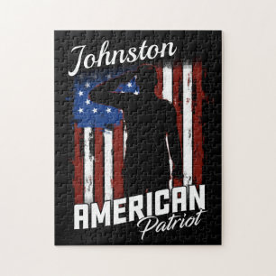 Personalised American Patriot Soldier USA Flag  Jigsaw Puzzle