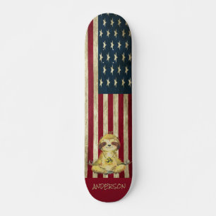 Personalised American Peace Sloth Skateboard